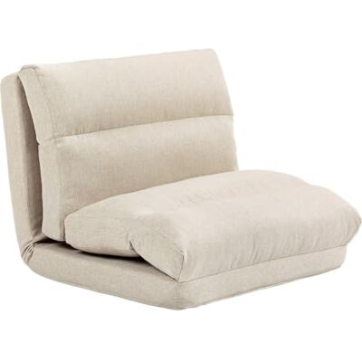 HOMCOM Canapé Paresseux Chauffeuse 1 Place Fauteuil Salon 70x72x56cm Beige Fauteuil Paresseux Convertible en Lit, Dossier Inclinable sur 5 Positions, Charge 120 kg, pour Salon Chambre Bureau HOMCOM Canapé Paresseux Chauffeuse 1 Place Fauteuil Salon 70x72x56cm Beige Fauteuil Paresseux Convertible en Lit, Dossier Inclinable sur 5 Positions, Charge 120 kg, pour Salon Chambre Bureau