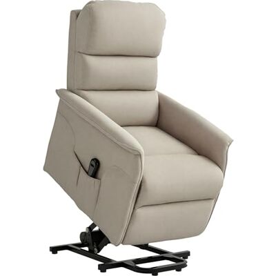 HOMCOM Fauteuil TV électrique avec aide au relevage, fauteuil de relaxation, aspect lin, ressort de poche, poche latérale et télécommande, pour salon, beige HOMCOM Fauteuil TV électrique avec aide au relevage, fauteuil de relaxation, aspect lin, ressort de poche, poche latérale et télécommande, pour salon, beige