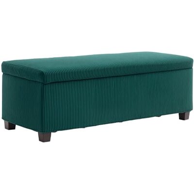 HOMCOM Banc de Rangement 84L Pouf Velours Côtelé 112 x 42 x 40 cm Vert Bout de Lit, Coffre de Rangement, Repose-Pieds, avec Couvercle, pour Salon Chambre Entrée HOMCOM Banc de Rangement 84L Pouf Velours Côtelé 112 x 42 x 40 cm Vert Bout de Lit, Coffre de Rangement, Repose-Pieds, avec Couvercle, pour Salon Chambre Entrée
