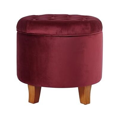 HomePop Kinfine Ottoman de rangement rond touffeté, velours bordeaux, tissu, 48,3 x 45,7 cm HomePop Kinfine Ottoman de rangement rond touffeté, velours bordeaux, tissu, 48,3 x 45,7 cm