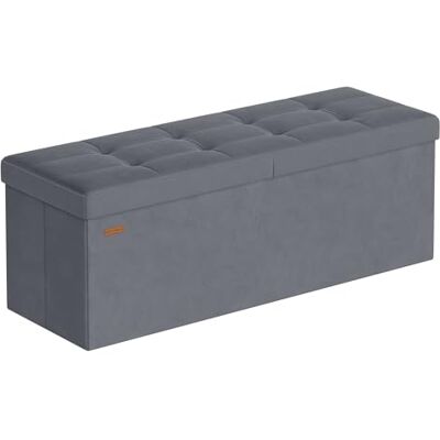 SONGMICS Banc de Rangement en Velours, Pouf Pliable, 131 L avec Couvercle Rabattable, 38 x 110 x 38 cm, Charge 300 kg, gris Encre, Collection MINOTA LSF078GN01 SONGMICS Banc de Rangement en Velours, Pouf Pliable, 131 L avec Couvercle Rabattable, 38 x 110 x 38 cm, Charge 300 kg, gris Encre, Collection MINOTA LSF078GN01