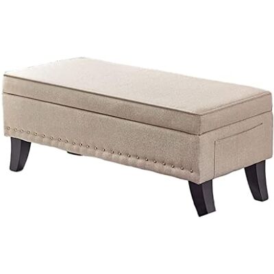 WENWENLEE Banc ottoman de rangement, repose-pieds tapissé, tissu de lin avec 4 pieds en bois, table basse, canapé, repose-pieds tabouret salon blanc cassé (taille : 40 x 40 x 45 cm) WENWENLEE Banc ottoman de rangement, repose-pieds tapissé, tissu de lin avec 4 pieds en bois, table basse, canapé, repose-pieds tabouret salon blanc cassé (taille : 40 x 40 x 45 cm)