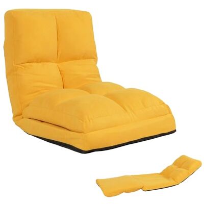Mendler HWC-N45 Fauteuil de sol, convertible, pliable, avec cadre en acier, fonction sommeil, en velours, jaune Mendler HWC-N45 Fauteuil de sol, convertible, pliable, avec cadre en acier, fonction sommeil, en velours, jaune