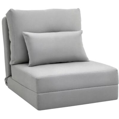 HOMCOM Fauteuil Convertible 1 Place Coussin Inclus 120 kg Gris Clair Fauteuil Paresseux Lit Chauffeuse 1 Place, Dossier Réglable, Salon, Tissu Lin HOMCOM Fauteuil Convertible 1 Place Coussin Inclus 120 kg Gris Clair Fauteuil Paresseux Lit Chauffeuse 1 Place, Dossier Réglable, Salon, Tissu Lin
