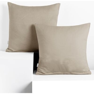 DecoKing Lot de 2 Taies d'oreiller 50 x 50 cm Jersey 100% Coton Peigné Fermeture Éclair Cappuccino Amber DecoKing Lot de 2 Taies d'oreiller 50 x 50 cm Jersey 100% Coton Peigné Fermeture Éclair Cappuccino Amber