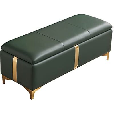 HTDVIG Banc ottoman de rangement, banc rectangulaire à bout de lit avec rangement, meubles décoratifs modernes pour salon, entrée, tabouret à langer avec pieds en métal doré, gris foncé 80 HTDVIG Banc ottoman de rangement, banc rectangulaire à bout de lit avec rangement, meubles décoratifs modernes pour salon, entrée, tabouret à langer avec pieds en métal doré, gris foncé 80