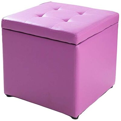Pealihuy Ottoman en forme de cube en cuir synthétique, tabouret de rangement, pouf, siège type Bengale, boîte à jouets avec couvercle à charnières, organisateur type tiroir, violet, 40 cm Pealihuy Ottoman en forme de cube en cuir synthétique, tabouret de rangement, pouf, siège type Bengale, boîte à jouets avec couvercle à charnières, organisateur type tiroir, violet, 40 cm