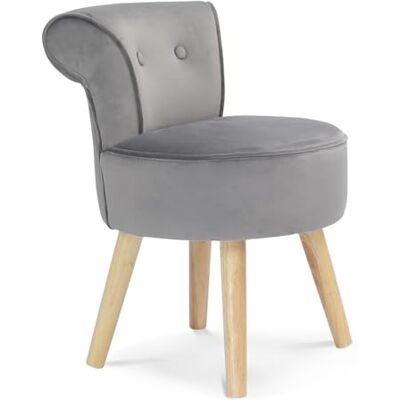 IDMarket Fauteuil Crapaud en Velours Gris IDMarket Fauteuil Crapaud en Velours Gris