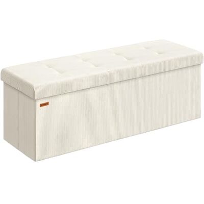SONGMICS Repose-pieds avec rangement, banc pliable, 38 x 110 x 38 cm, repose-pieds, banquette-lit, coffre de rangement, charge maximale 300 kg, salon chambre, hall, blanc crème LSF604W01 Repose-pieds, Charge jusqu'à 300 kg, pour Salon, Chambre, Entrée, SONGMICS Repose-pieds avec rangement, banc pliable, 38 x 110 x 38 cm, repose-pieds, banquette-lit, coffre de rangement, charge maximale 300 kg, salon chambre, hall, blanc crème LSF604W01 Repose-pieds, Charge jusqu'à 300 kg, pour Salon, Chambre, Entrée,