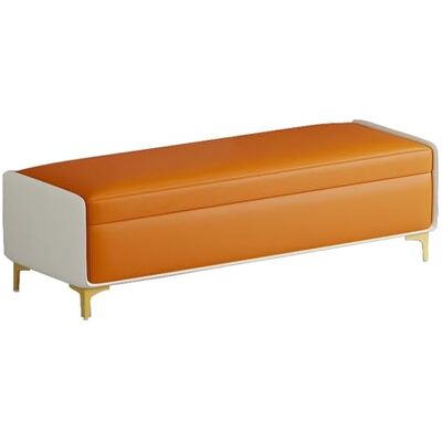 lyxamjrzyp Banc RembourréS, Coffre de Rangement en Cuir Nappa, Banquette de Rangement Au Pied du Lit, pour Chambre et Salon(Orange,140x40cm) lyxamjrzyp Banc RembourréS, Coffre de Rangement en Cuir Nappa, Banquette de Rangement Au Pied du Lit, pour Chambre et Salon(Orange,140x40cm)