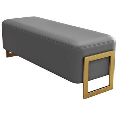 RTYHN Banc ottoman rembourré en cuir avec coussin d'entrée, repose-pieds avec pieds en métal, banc de fenêtre pour salle à manger, salle de bain RTYHN Banc ottoman rembourré en cuir avec coussin d'entrée, repose-pieds avec pieds en métal, banc de fenêtre pour salle à manger, salle de bain
