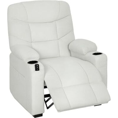 HOMCOM Fauteuil Relax électrique, Fauteuil inclinable en Velours, Port USB, Assise Large, Repose-Pieds, Porte-gobelets, Poches latérales, télécommande, Moteur Silencieux, 2 Positions mémoire, crème HOMCOM Fauteuil Relax électrique, Fauteuil inclinable en Velours, Port USB, Assise Large, Repose-Pieds, Porte-gobelets, Poches latérales, télécommande, Moteur Silencieux, 2 Positions mémoire, crème