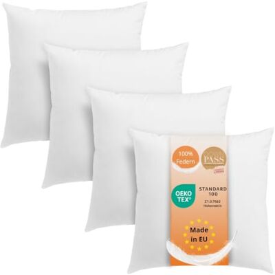 sleepling Lot de 4 coussins en plumes 40 x 40 cm Avec rembourrage en plumes PoIster Lot de 4 coussins de remplissage, 100 % coton, fabriqué en UE, certifié Oeko-Tex, lavable jusqu'à 60 °C sleepling Lot de 4 coussins en plumes 40 x 40 cm Avec rembourrage en plumes PoIster Lot de 4 coussins de remplissage, 100 % coton, fabriqué en UE, certifié Oeko-Tex, lavable jusqu'à 60 °C