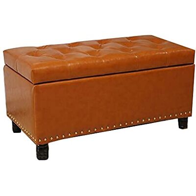 CWCQGH Repose-pieds, poufs et repose-pieds ottoman, coffre de rangement, banc de rangement, banc de rangement en polyuréthane, style rétro rivet stable, résistant à l'usure, 6 couleurs, noir, 90 x 45 CWCQGH Repose-pieds, poufs et repose-pieds ottoman, coffre de rangement, banc de rangement, banc de rangement en polyuréthane, style rétro rivet stable, résistant à l'usure, 6 couleurs, noir, 90 x 45
