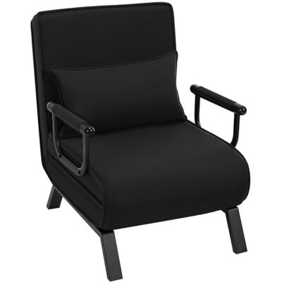 WOLTU Fauteuil convertible 3 en 1 avec fonction lit, fauteuil pliant avec dossier réglable, coussin amovible, lit d'invités, cadre en métal et lin, 65 x 75 x 78 cm, noir WOLTU Fauteuil convertible 3 en 1 avec fonction lit, fauteuil pliant avec dossier réglable, coussin amovible, lit d'invités, cadre en métal et lin, 65 x 75 x 78 cm, noir