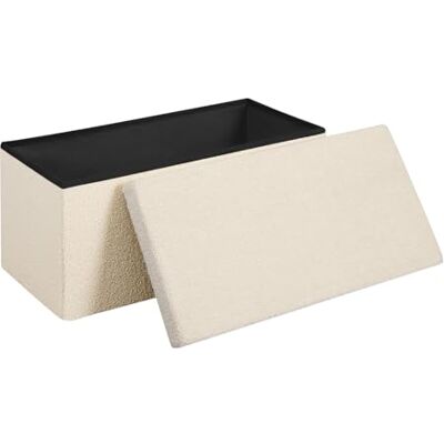 WOLTU Pouf avec espace de rangement, pour salon, chambre à coucher, couloir, coffre pliable avec couvercle, en polaire et MDF, 80 l, 76 x 37 x 38 cm, beige WOLTU Pouf avec espace de rangement, pour salon, chambre à coucher, couloir, coffre pliable avec couvercle, en polaire et MDF, 80 l, 76 x 37 x 38 cm, beige