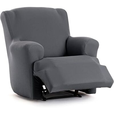 Eysa Housse de canapé bi-élastique pour fauteuil relax pieds ensemble couleur gris foncé motif Harlem Eysa Housse de canapé bi-élastique pour fauteuil relax pieds ensemble couleur gris foncé motif Harlem