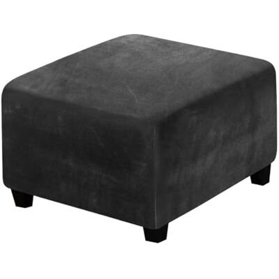 YXINAER Ottoman Housse en velours pour ottomanes carrés, pliable, avec rangement, protecteur de meubles, housses élastiques (noir, L) YXINAER Ottoman Housse en velours pour ottomanes carrés, pliable, avec rangement, protecteur de meubles, housses élastiques (noir, L)