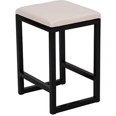 MEILISHAOMEI Repose-pieds, tabouret de coiffeuse avec cadre en fer forgé, cuir imperméable et rembourré, tabouret ottoman simple et tendance (couleur : noir) MEILISHAOMEI Repose-pieds, tabouret de coiffeuse avec cadre en fer forgé, cuir imperméable et rembourré, tabouret ottoman simple et tendance (couleur : noir)