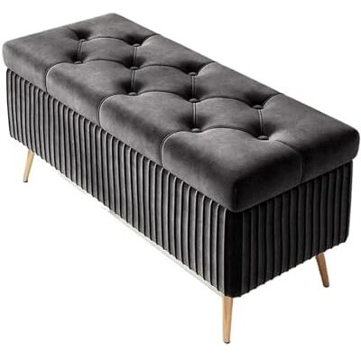 LSNNMU Banc de rangement simple ottoman, tabourets ottomans pour changer de chaussures, chambre à coucher, lit, canapé, porte de maison, banc de rangement de vêtements (B 80 cm, gris foncé) LSNNMU Banc de rangement simple ottoman, tabourets ottomans pour changer de chaussures, chambre à coucher, lit, canapé, porte de maison, banc de rangement de vêtements (B 80 cm, gris foncé)