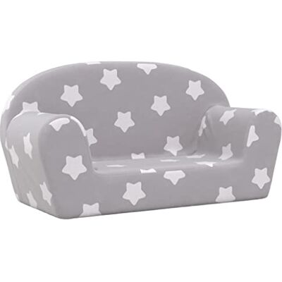 vidaXL Canapé enfants 2 places gris clair avec étoiles peluche douce vidaXL Canapé enfants 2 places gris clair avec étoiles peluche douce