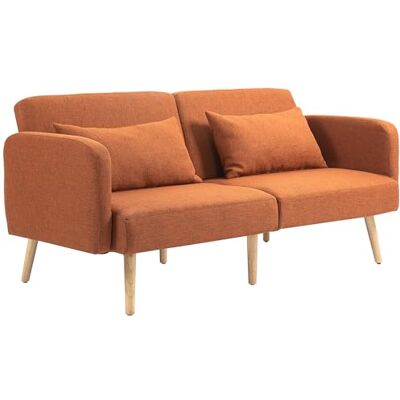 HOMCOM Canapé Convertible 3 Places Canapé-Lit 2 Places Clic Clac Marron Dossier Inclinable, Accoudoirs Réglables, Tissu Effet Lin, Pieds en Bois Massif, 2 Coussins Lavables HOMCOM Canapé Convertible 3 Places Canapé-Lit 2 Places Clic Clac Marron Dossier Inclinable, Accoudoirs Réglables, Tissu Effet Lin, Pieds en Bois Massif, 2 Coussins Lavables