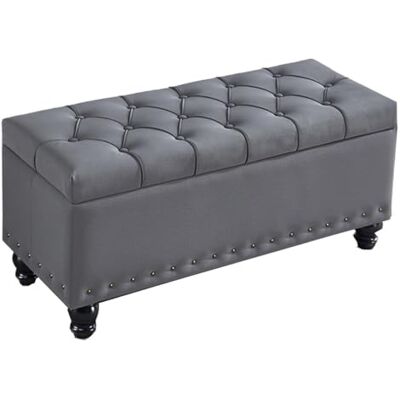 ZJYIGOWL Banc Ottoman Avec Rangement Coffre De Rangement Pour Pied De Lit Repose-pieds Ottoman Rectangulaire Pour Salon Banquette Canapé Pour Chambre À Coucher(Gray,60cm) ZJYIGOWL Banc Ottoman Avec Rangement Coffre De Rangement Pour Pied De Lit Repose-pieds Ottoman Rectangulaire Pour Salon Banquette Canapé Pour Chambre À Coucher(Gray,60cm)