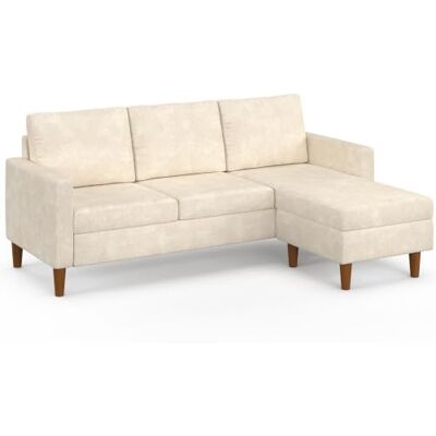 IDMarket Canapé d'angle réversible 3 Places Marius Tissu Chenille Beige Avec méridienne d'angle droit ou gauche, longueur 200 cm IDMarket Canapé d'angle réversible 3 Places Marius Tissu Chenille Beige Avec méridienne d'angle droit ou gauche, longueur 200 cm