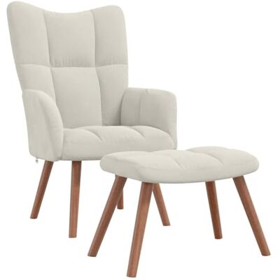 vidaXL Chaise de Relaxation avec Repose-pied Fauteuil de Détente Siège de Relaxation Chaise de Détente Salon Salle de Séjour Blanc Crème Velours vidaXL Chaise de Relaxation avec Repose-pied Fauteuil de Détente Siège de Relaxation Chaise de Détente Salon Salle de Séjour Blanc Crème Velours