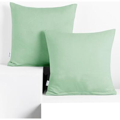 DecoKing Lot de 2 taies d'oreiller 50 x 50 cm en jersey de coton avec fermeture éclair Menthe ambre DecoKing Lot de 2 taies d'oreiller 50 x 50 cm en jersey de coton avec fermeture éclair Menthe ambre