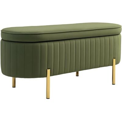 HOMCOM Banc de Rangement, Bout de lit en Velours, Coffre de Rangement avec Couvercle, Pieds en métal, capacité 72 L, jusqu'à 220 kg, Banquette pour Salon, Chambre, entrée, 108x44x43,5cm, Vert foncé HOMCOM Banc de Rangement, Bout de lit en Velours, Coffre de Rangement avec Couvercle, Pieds en métal, capacité 72 L, jusqu'à 220 kg, Banquette pour Salon, Chambre, entrée, 108x44x43,5cm, Vert foncé