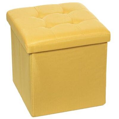 DRW Pouf pliable avec rangement en polyester moutarde 38 x 38 x 38 cm DRW Pouf pliable avec rangement en polyester moutarde 38 x 38 x 38 cm