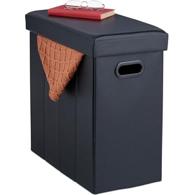 Relaxdays Pouf de rangement en cuir synthétique rembourré pliable pour salon H x l x P : 49 x 48,5 x 27 cm Noir Relaxdays Pouf de rangement en cuir synthétique rembourré pliable pour salon H x l x P : 49 x 48,5 x 27 cm Noir