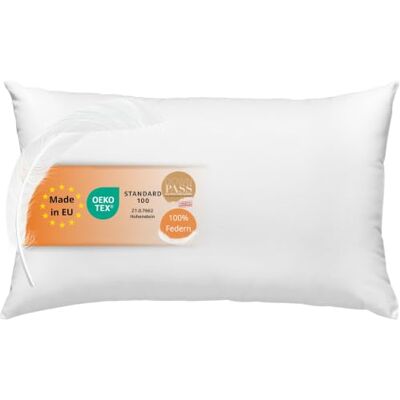 sleepling Coussin en plumes 40 x 60 cm, coussin avec garnissage en plumes PoIster, coussin de remplissage, coussin intérieur, 100 % coton, fabriqué en UE, certifié Oeko-Tex, lavable jusqu'à 60 °C sleepling Coussin en plumes 40 x 60 cm, coussin avec garnissage en plumes PoIster, coussin de remplissage, coussin intérieur, 100 % coton, fabriqué en UE, certifié Oeko-Tex, lavable jusqu'à 60 °C