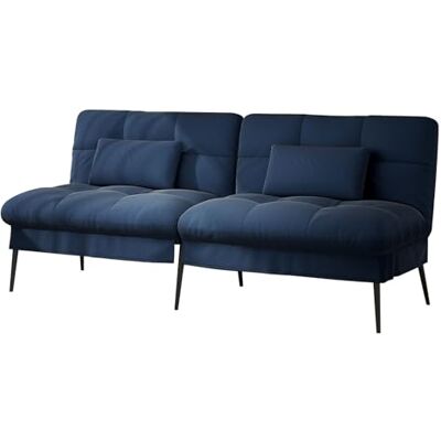 COMHOMA Canapé-lit 3 Places avec Fonction de Couchage, Housse futon, Convertible, canapé d'angle, lit d’appoint, avec Dossier réglable en Tissu (Bleu foncé) COMHOMA Canapé-lit 3 Places avec Fonction de Couchage, Housse futon, Convertible, canapé d'angle, lit d’appoint, avec Dossier réglable en Tissu (Bleu foncé)