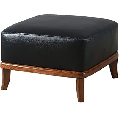 JCPQDWTD Repose-pieds moderne en cuir avec pieds en bois massif, repose-pieds ottoman de qualité supérieure pour salon, siège multifonction, rond, noir, 41 x 41 x 32 cm, tabouret de canapé élégant JCPQDWTD Repose-pieds moderne en cuir avec pieds en bois massif, repose-pieds ottoman de qualité supérieure pour salon, siège multifonction, rond, noir, 41 x 41 x 32 cm, tabouret de canapé élégant