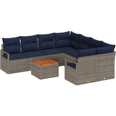 vidaXL Ensemble de canapé de jardin avec coussin 9 pcs Gris polyrotin, Canapé de jardin, modulable et léger, résistant aux UV, parfait pour se détendre, meubles élégants pour extérieur vidaXL Ensemble de canapé de jardin avec coussin 9 pcs Gris polyrotin, Canapé de jardin, modulable et léger, résistant aux UV, parfait pour se détendre, meubles élégants pour extérieur