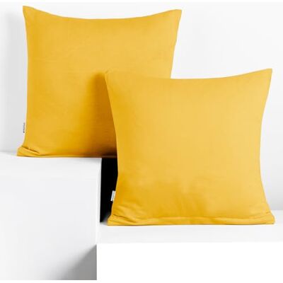 DecoKing Lot de 2 Taies d'oreiller 80 x 80 cm Jersey 100% Coton Peigné Fermeture Éclair Jaune Amber Fermeture éclair jaune DecoKing Lot de 2 Taies d'oreiller 80 x 80 cm Jersey 100% Coton Peigné Fermeture Éclair Jaune Amber Fermeture éclair jaune