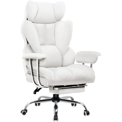 GTPLAYER Chaise de jeu ergonomique, avec repose-pieds et coussin d'assise à ressorts, fauteuil rembourré, charge maximale 150 kg, blanc GTPLAYER Chaise de jeu ergonomique, avec repose-pieds et coussin d'assise à ressorts, fauteuil rembourré, charge maximale 150 kg, blanc