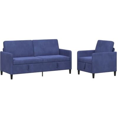 vidaXL Sofa Set Met Opslag 2 st Politieblauw Polyester vidaXL Sofa Set Met Opslag 2 st Politieblauw Polyester
