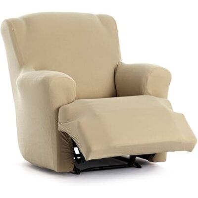 Eysa Housse de canapé bi-élastique pour fauteuil relax pieds ensemble couleur beige motif Harlem Eysa Housse de canapé bi-élastique pour fauteuil relax pieds ensemble couleur beige motif Harlem