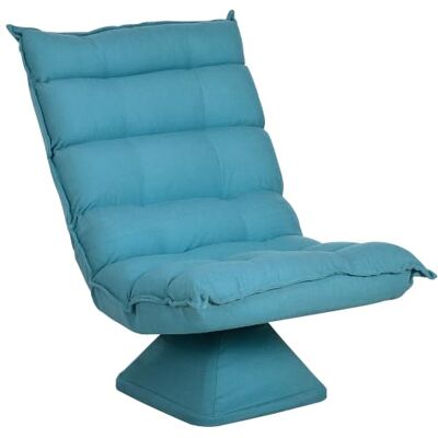 HOMCOM Fauteuil de Sol Paresseux Fauteuil Relax Dossier Réglable Bleu Design Capitonné, Inclinaison, Pivotant 360°, Revêtement Lin, Confortable, Chambre HOMCOM Fauteuil de Sol Paresseux Fauteuil Relax Dossier Réglable Bleu Design Capitonné, Inclinaison, Pivotant 360°, Revêtement Lin, Confortable, Chambre