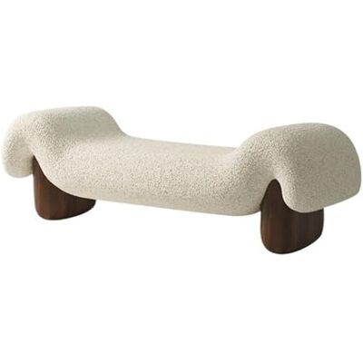 LiQENT-149 Pouf de rangement Tabouret-canapé rétro en bois blanc et tissu, idéal for se changer, à placer au chevet du lit ou dans une coiffeuse(Moyen) LiQENT-149 Pouf de rangement Tabouret-canapé rétro en bois blanc et tissu, idéal for se changer, à placer au chevet du lit ou dans une coiffeuse(Moyen)