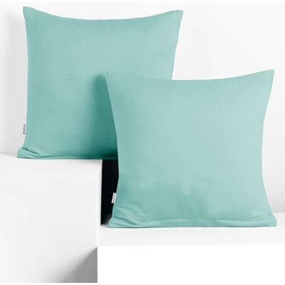 DecoKing Lot de 2 Taies d'oreiller 80 x 80 cm Jersey 100% Coton Peigné Fermeture Éclair Turquoise Clair Amber Fermeture éclair turquoise clair DecoKing Lot de 2 Taies d'oreiller 80 x 80 cm Jersey 100% Coton Peigné Fermeture Éclair Turquoise Clair Amber Fermeture éclair turquoise clair