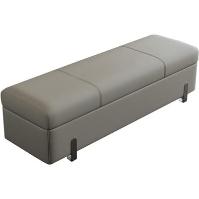 HGFVNFVKHA Banc Ottoman Polyvalent, Banc de Rangement en Cuir avec Coussin en Mousse Haute Densité et Structure en Bois Massif, Idéal pour L'entrée, La Chambre ou Le Salon(Light gray,59in/150cm) HGFVNFVKHA Banc Ottoman Polyvalent, Banc de Rangement en Cuir avec Coussin en Mousse Haute Densité et Structure en Bois Massif, Idéal pour L'entrée, La Chambre ou Le Salon(Light gray,59in/150cm)