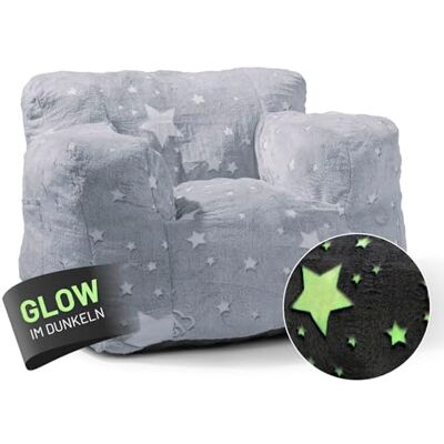 Lumaland Pouf pour enfant Glow in The Dark Canapé pour enfant au design étoilé Fauteuil d'intérieur pour chambre d'enfant Matériau moelleux et facile d'entretien Environ 68 x 70 x 60 cm Lumaland Pouf pour enfant Glow in The Dark Canapé pour enfant au design étoilé Fauteuil d'intérieur pour chambre d'enfant Matériau moelleux et facile d'entretien Environ 68 x 70 x 60 cm