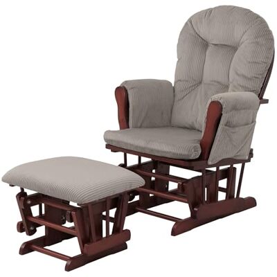 Mendler HWC-C76 Fauteuil de relaxation à bascule avec tabouret en tissu velours côtelé 320 g/m² Certifié Öko-Tex Structure gris clair foncé Mendler HWC-C76 Fauteuil de relaxation à bascule avec tabouret en tissu velours côtelé 320 g/m² Certifié Öko-Tex Structure gris clair foncé