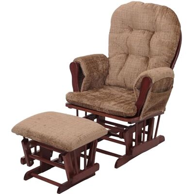 Mendler HWC-C76 Fauteuil de relaxation avec tabouret en tissu chenille (465 g/m²) Certifié Öko-Tex Marron clair Armature foncé Mendler HWC-C76 Fauteuil de relaxation avec tabouret en tissu chenille (465 g/m²) Certifié Öko-Tex Marron clair Armature foncé