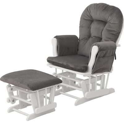 Mendler HWC-C76 Fauteuil de relaxation avec tabouret en tissu velours côtelé 320 g/m² Certifié Öko-Tex Gris foncé Armature blanche Mendler HWC-C76 Fauteuil de relaxation avec tabouret en tissu velours côtelé 320 g/m² Certifié Öko-Tex Gris foncé Armature blanche