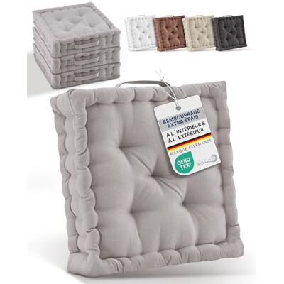 Beautissu set de 4 coussins de sol d'assise coton avec poignée de transport 40x40cm taupe matelas épais 8cm 100% coussin de chaise intérieur extérieur Beauitssu siège galette Mila Beautissu set de 4 coussins de sol d'assise coton avec poignée de transport 40x40cm taupe matelas épais 8cm 100% coussin de chaise intérieur extérieur Beauitssu siège galette Mila